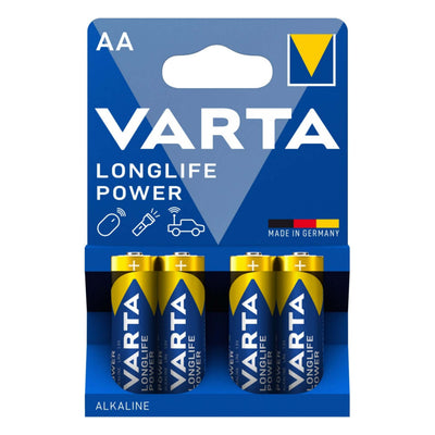 Varta Longlife Power Pile Alcaline AA LR6 Stilo 1,5 V Blister 4 Pezzi