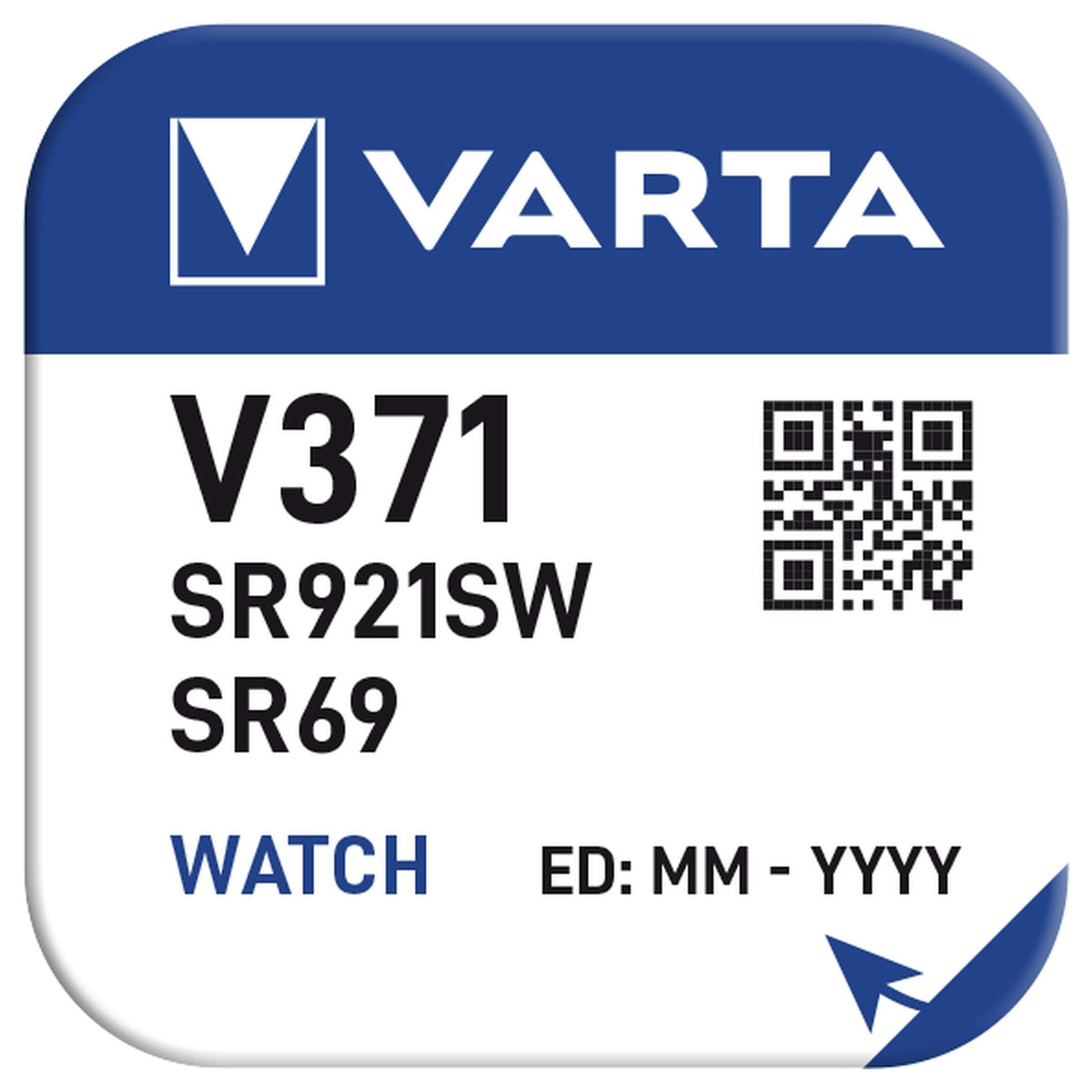 Varta Pila per Orologio 371 SR920SW Ossido d'Argento 1,55V V371 1 Pezzo