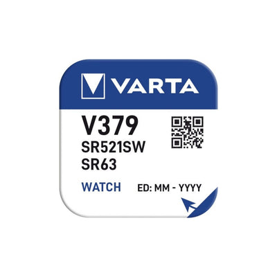 Varta Pila per Orologio 379 SR521SW Ossido d'Argento 1,55V V379 1 Pezzo