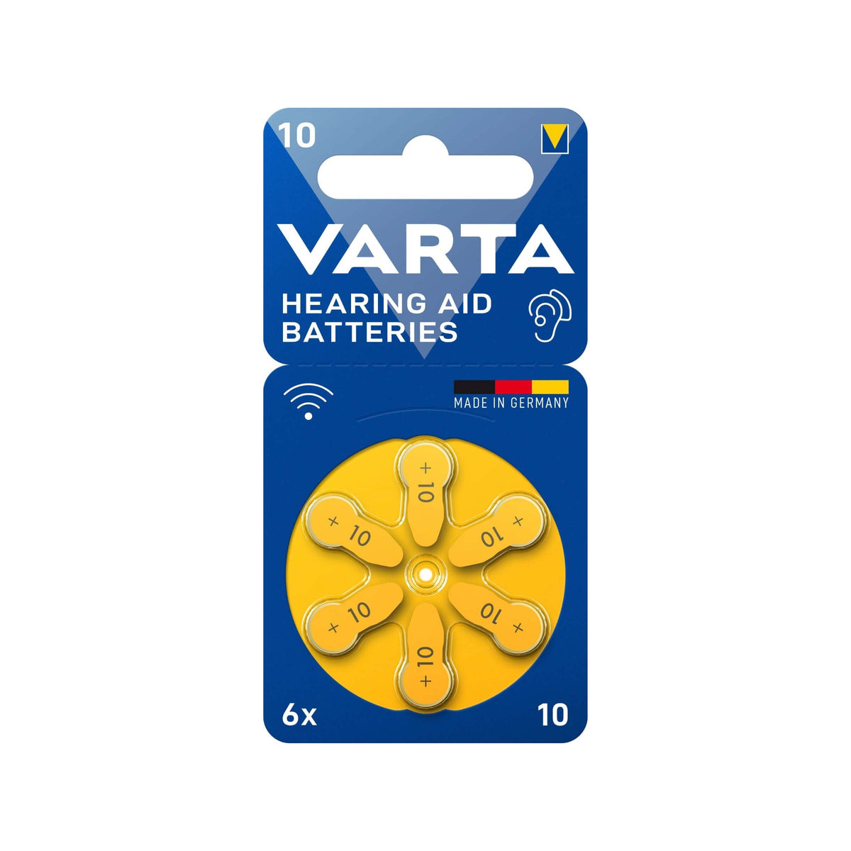 Varta Pile per Apparecchi Acustici 10 Giallo PR70 Zinco Aria 1,45V Confezione da 6 Pezzi