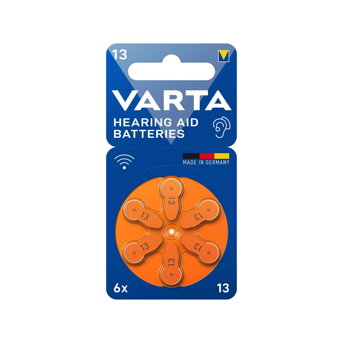 Varta Pile per Apparecchi Acustici 13 Arancione PR48 Zinco Aria 1,45V Confezione da 6 Pezzi