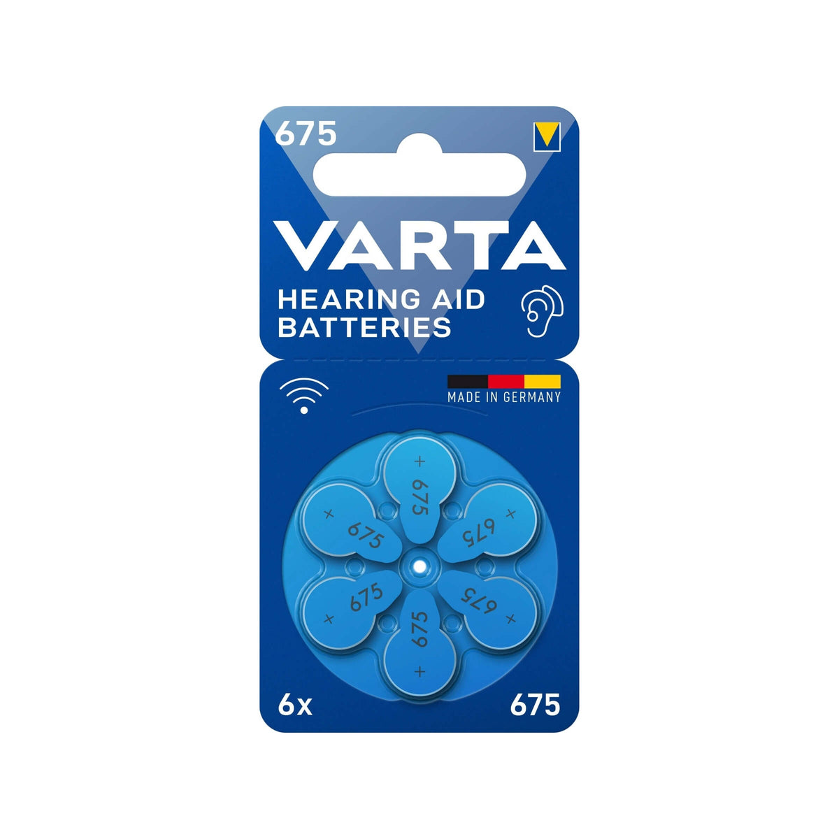 Varta Pile per Apparecchi Acustici 675 Blu PR44 Zinco Aria 1,45V Confezione da 6 Pezzi