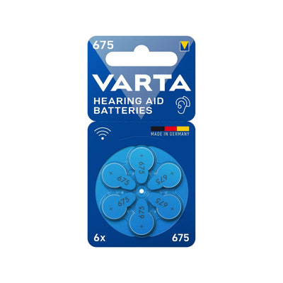 Varta Pile per Apparecchi Acustici 675 Blu PR44 Zinco Aria 1,45V Confezione da 6 Pezzi