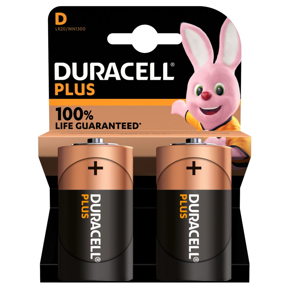 Batterie alcaline Duracell Plus D torcia blister 2pz 100% energia garantita per dispositivi