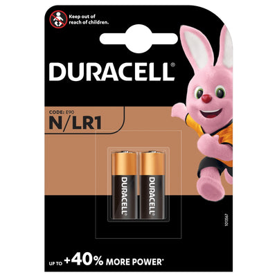 Batteria alcalina Duracell LR1 N 1.5V blister 2pz 40% energia torce calcolatrici dispositivi sicurezza