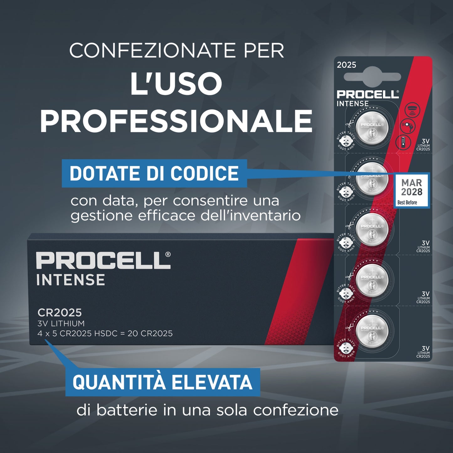 DURACELL 2025 PROCELL INTENSE - 3 VOLT blister da 5 batterie