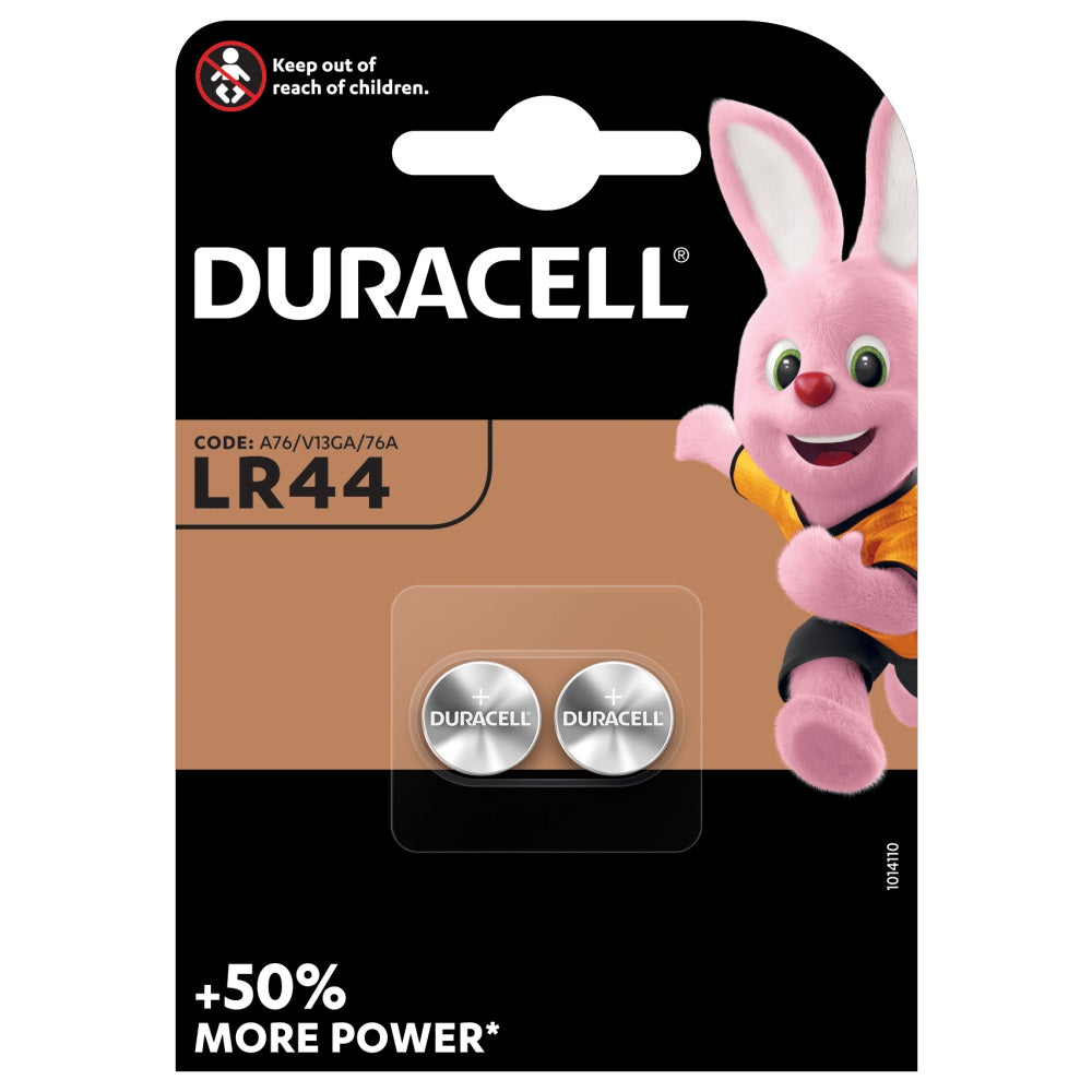 Batterie a bottone alcaline Duracell LR44 blister 2pz 50% energia giocattoli orologi calcolatrici