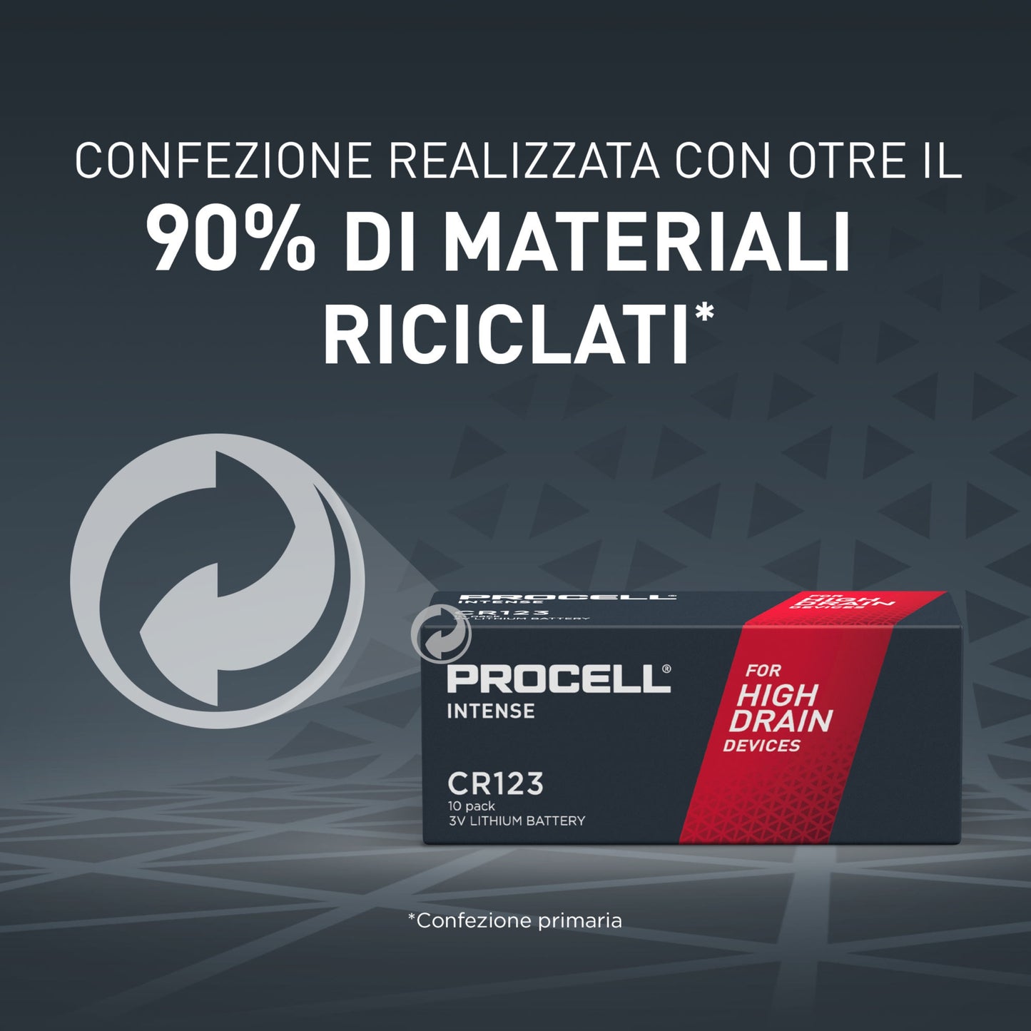 DURACELL CR123 PROCELL INTENSE - 3 VOLT confezione da 10 batterie