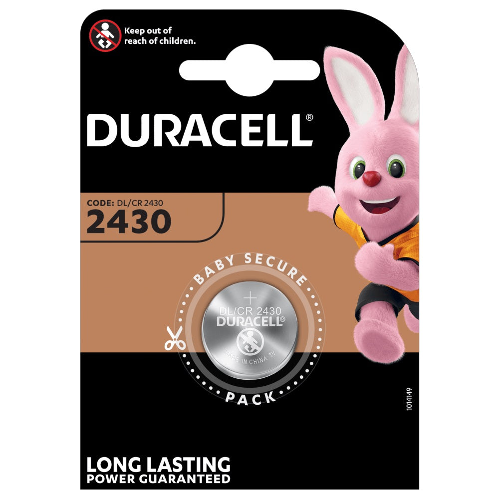 Batteria a bottone litio Duracell 2430 Baby Secure blister 1pz alta purezza 10 anni