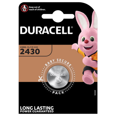 Batteria a bottone litio Duracell 2430 Baby Secure blister 1pz alta purezza 10 anni
