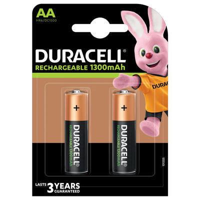 Batterie NiMH ricaricabili Duracell AA 1300mAh blister 2pz 100 cariche pre-caricate