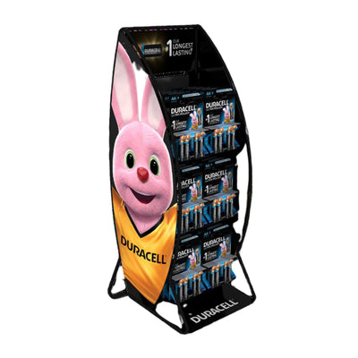 Espositore da banco Duracell 6 ganci dimensioni 556x205x236 mm batterie AA AAA C D 9V