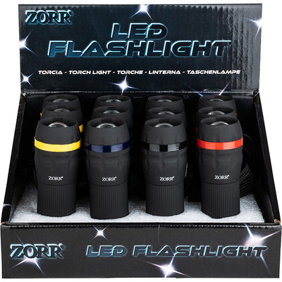 ESPOSITORE TORCIA LED PLASTICA ZORR CON FUNZIONE ZOOM (12PZ)  72329