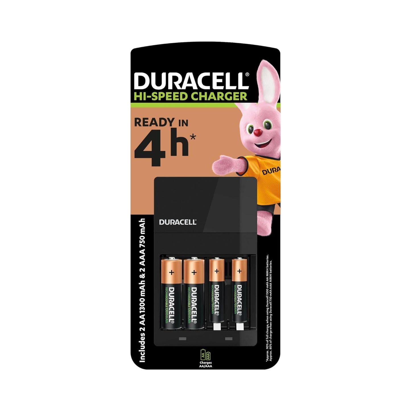 Caricabatterie Duracell Value Charger CEF14 con 2 batterie AA 1300mAh e 2 AAA 750mAh