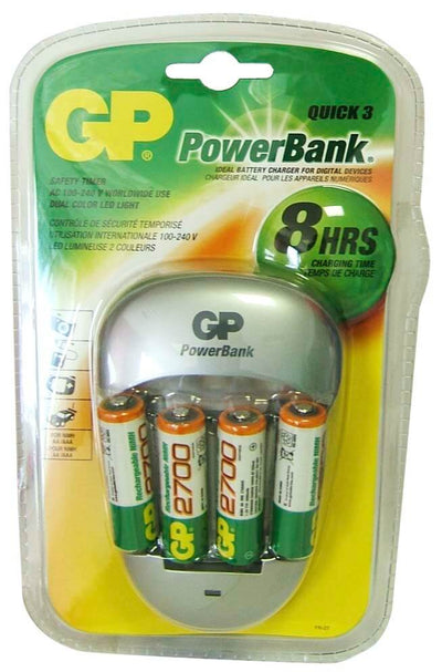 GP CARICABATTERIE RAPIDO + 4 STILO RICARICABILI 2700Ah