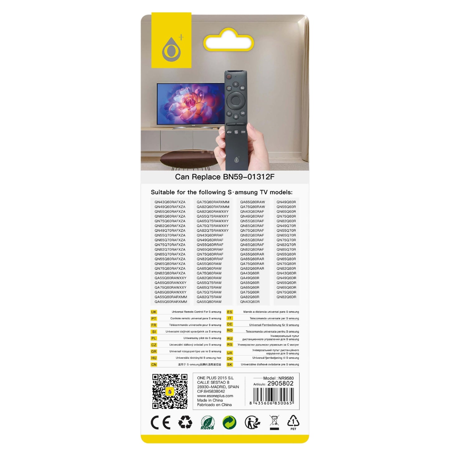 TELECOMANDO TV UNIVERSALE PER SAMSUNG NERO - NR9580