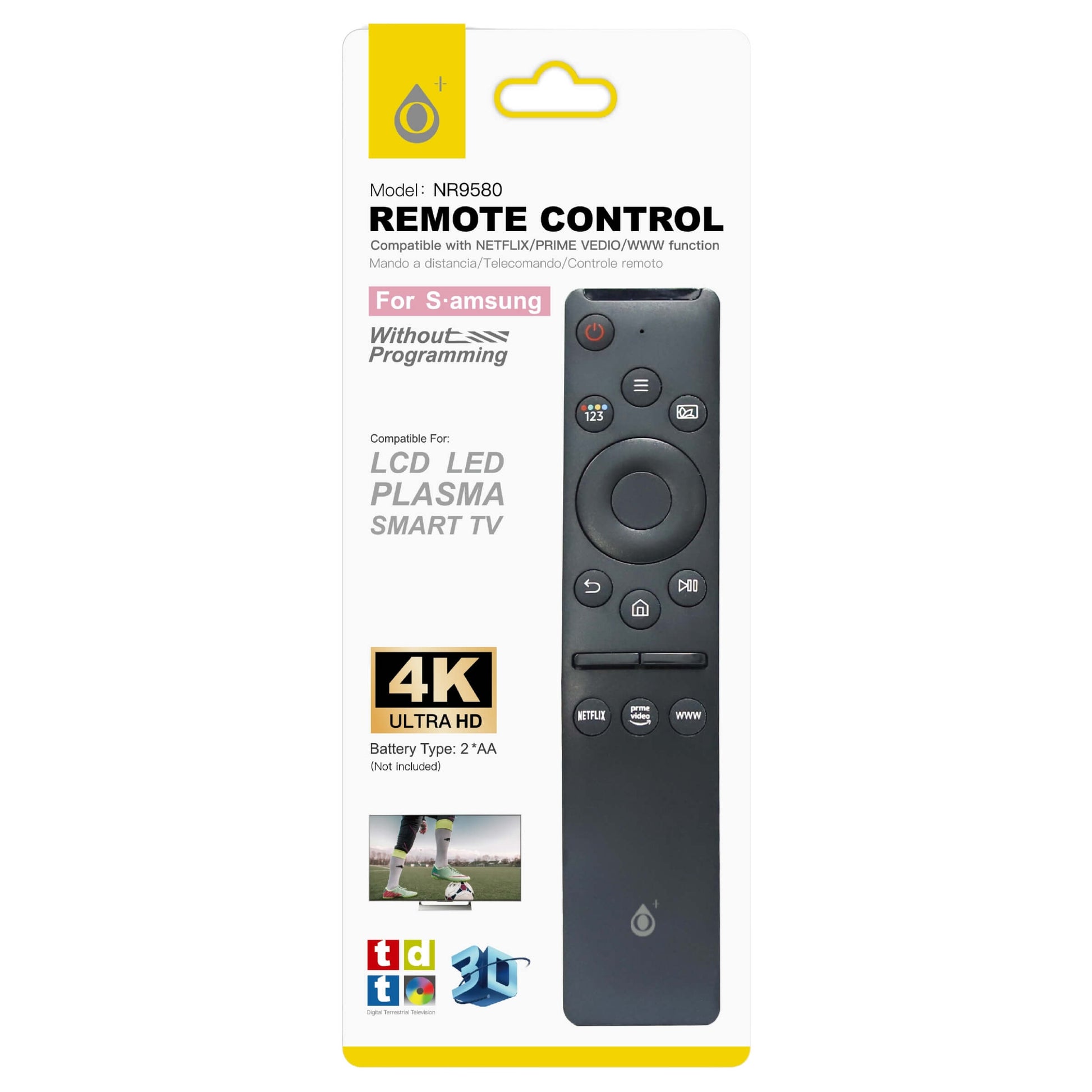 Telecomando universale Samsung NR9580 con tasti Netflix Prime Video in materiale ABS