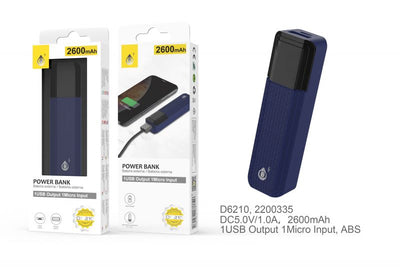 Power bank Sorlax 2600 mAh blu 5V-1A 1 USB Micro USB B04403B