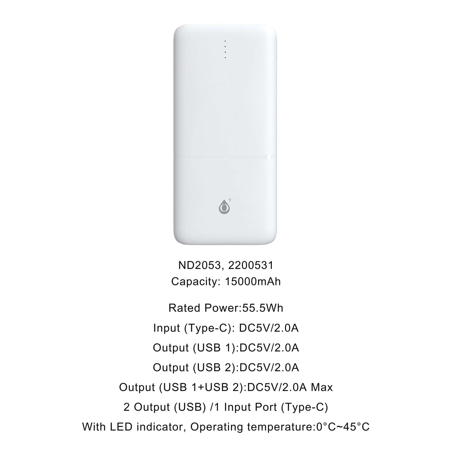 POWER BANK OMAR FAST CHARGE 15000 mAh BIANCO - 55,5 Watt - ND2053