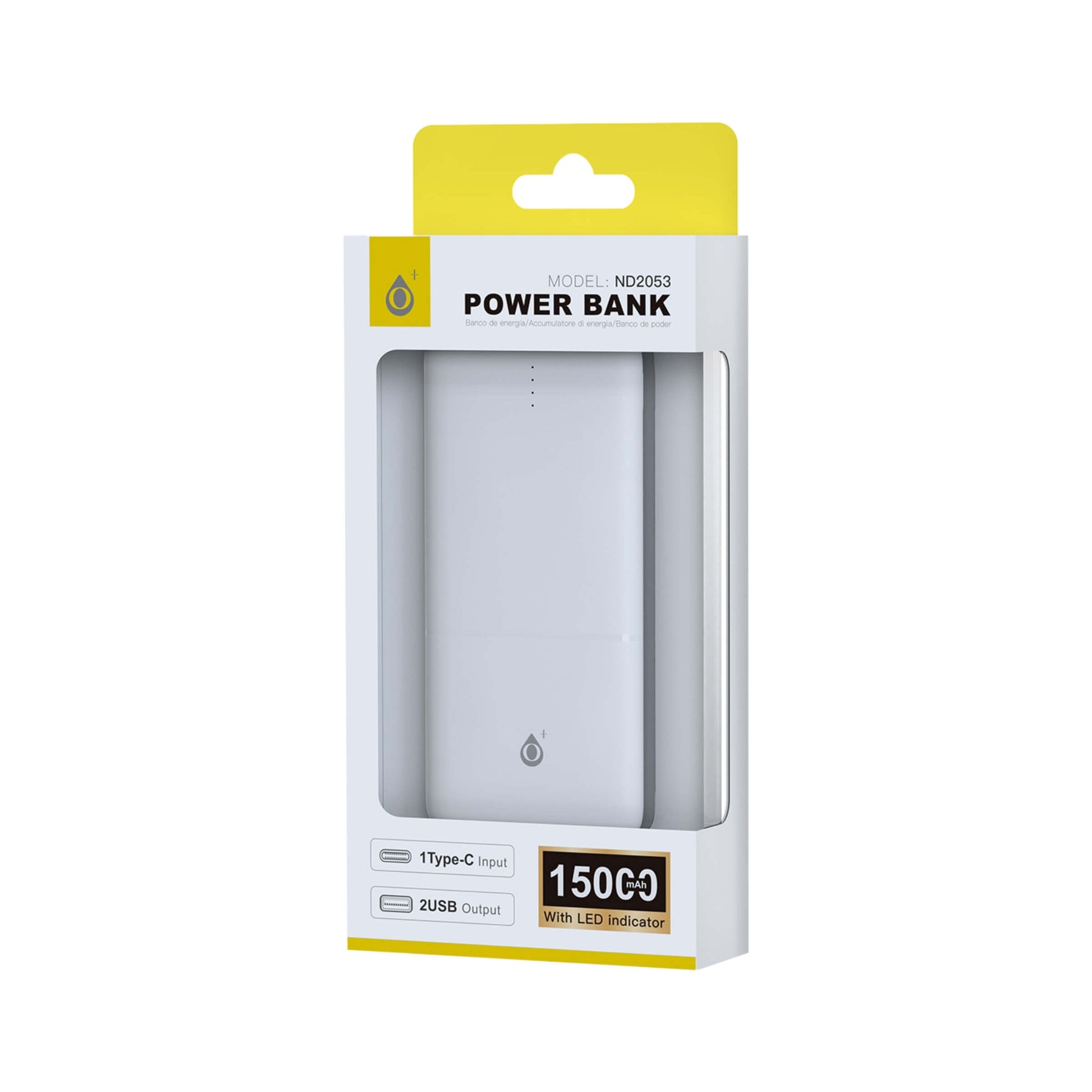 Power bank Omar 15000 mAh 55,5Wh fast charge colore bianco B04405A