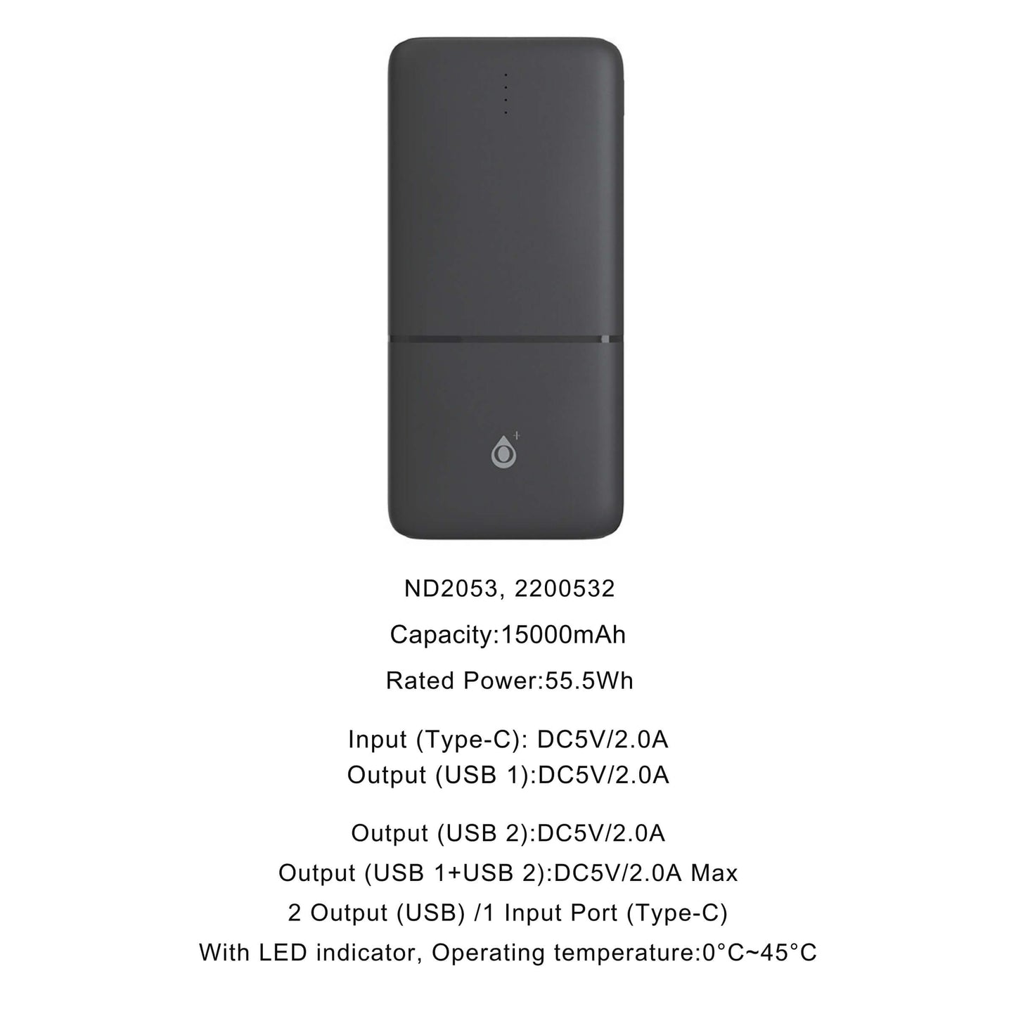 POWER BANK OMAR FAST CHARGE 15000 mAh NERO - 55,5 Watt - ND2053