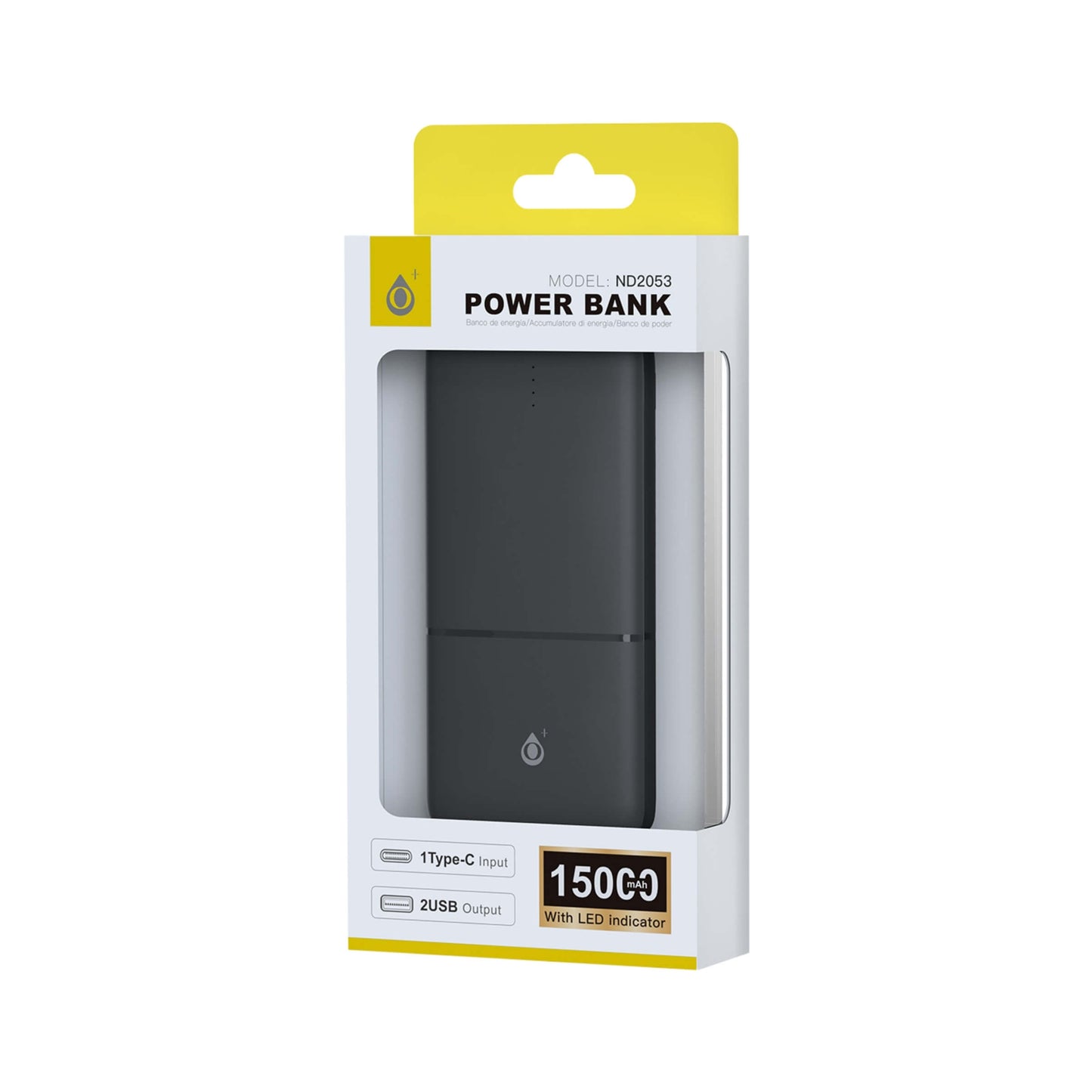 Power bank Omar 15000 mAh 55,5Wh fast charge colore nero B04405B