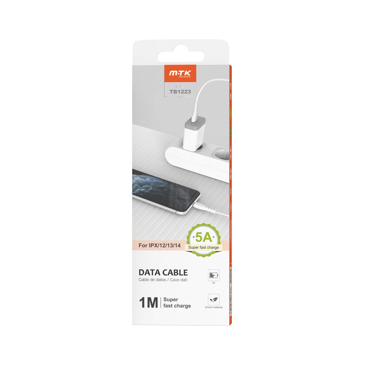 MOVETEK One Plus Cavo Dati da USB a Lightning 1 Metro Bianco - TB1223