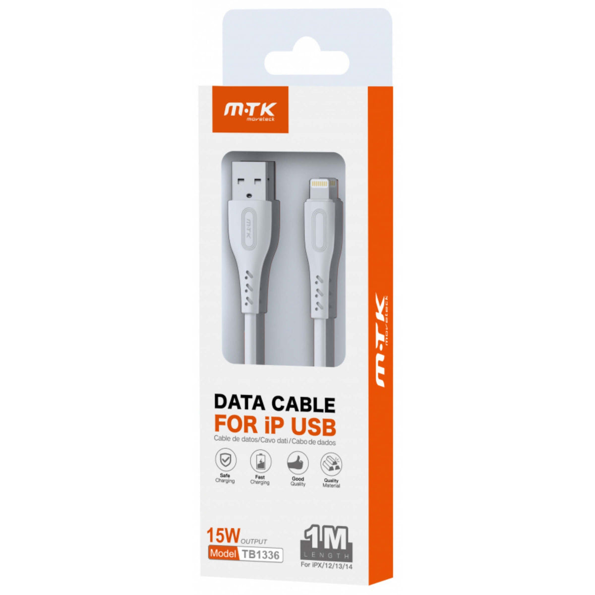 Movetek Cavo Dati da USB a Lightning 1 Metro 3.4A 15W Bianco - TB1336