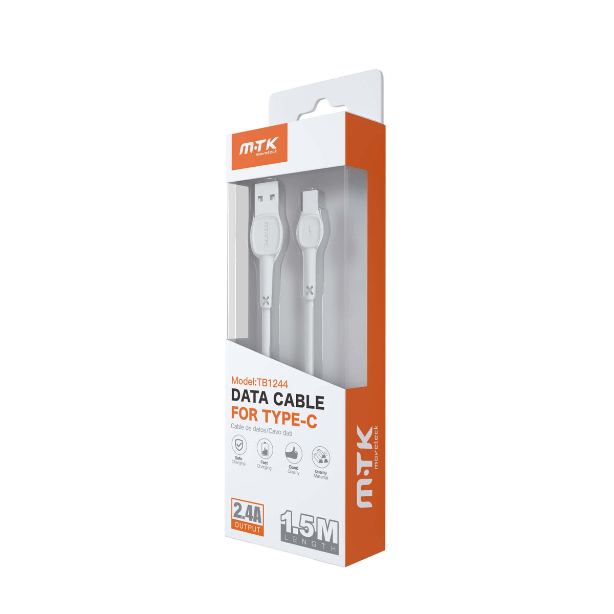 MOVETEK CAVO DATI TYPE-C BIANCO 2.4A - TB1244