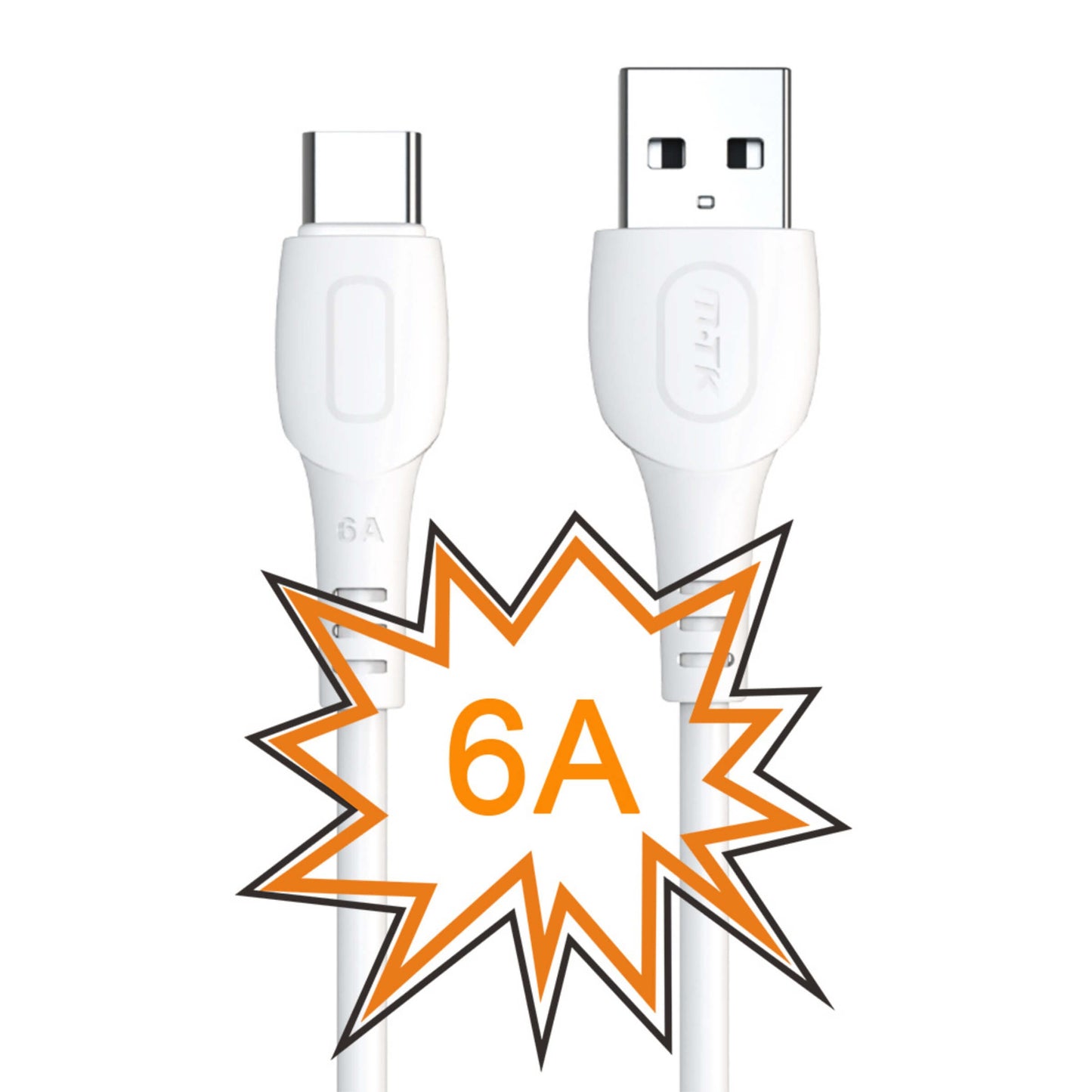 MOVETEK CAVO DATI 1 m TYPE-C BIANCO 6A - 66 Watt - TB1291