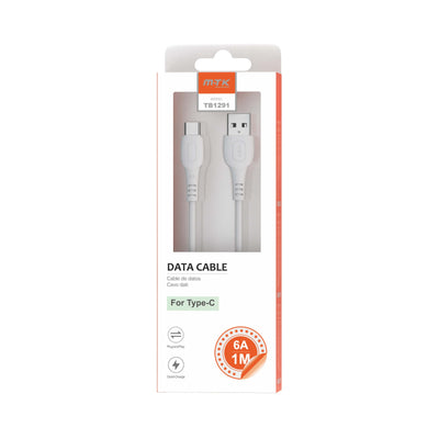 MOVETEK CAVO DATI 1 m TYPE-C BIANCO 6A - 66 Watt - TB1291