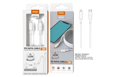 MOVTEK CAVO DATI TYPE-C to LIGHTNING BIANCO 3m 30W - TB1321