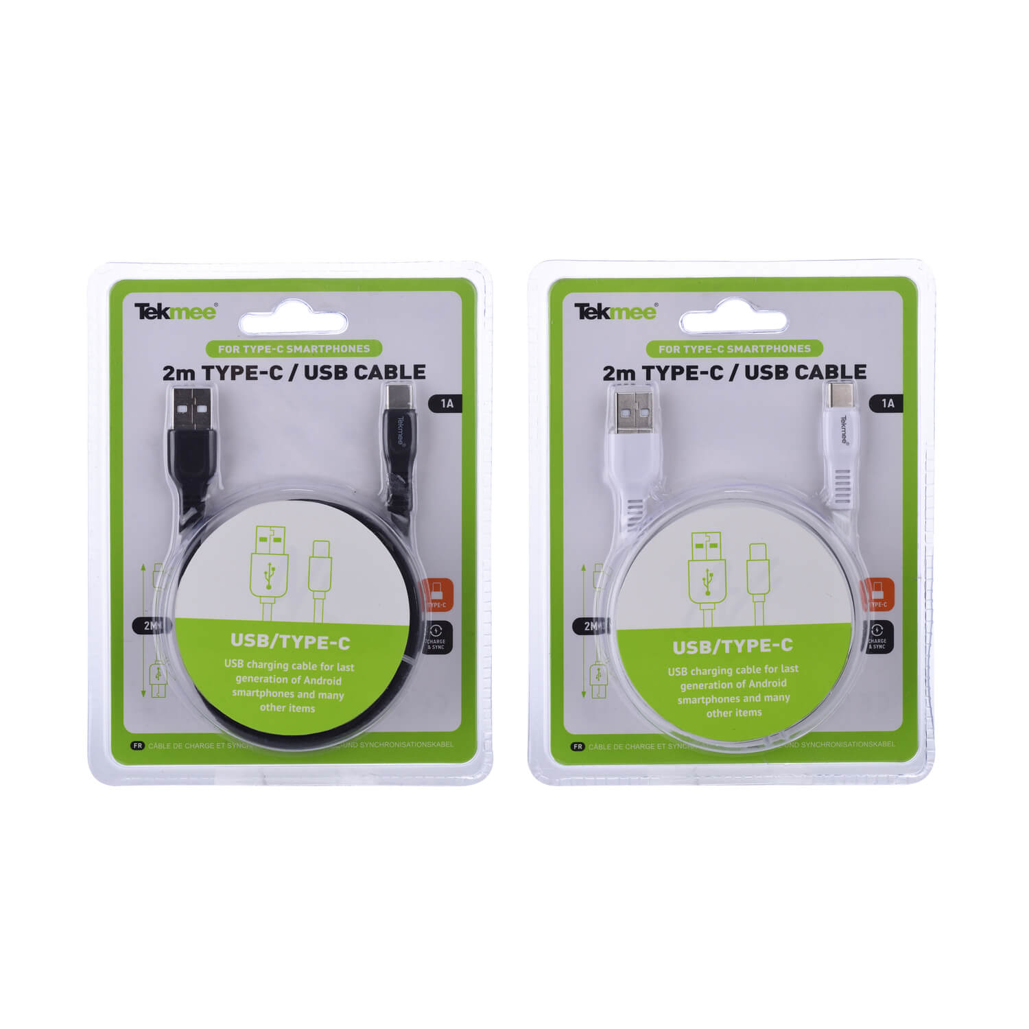 Tekmee cavo flat Type-C 2 metri per ricarica e trasferimento dati design piatto