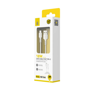 One Plus S.L. Cavo Dati e Ricarica USB-A a Type-C 3 Metri 18W 3.4A in PVC Bianco - NB1566