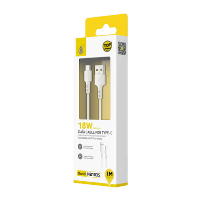One Plus S.L. Cavo Dati e Ricarica USB-A a Type-C 1 Metro 18W 3.4A in PVC Bianco - NB1835