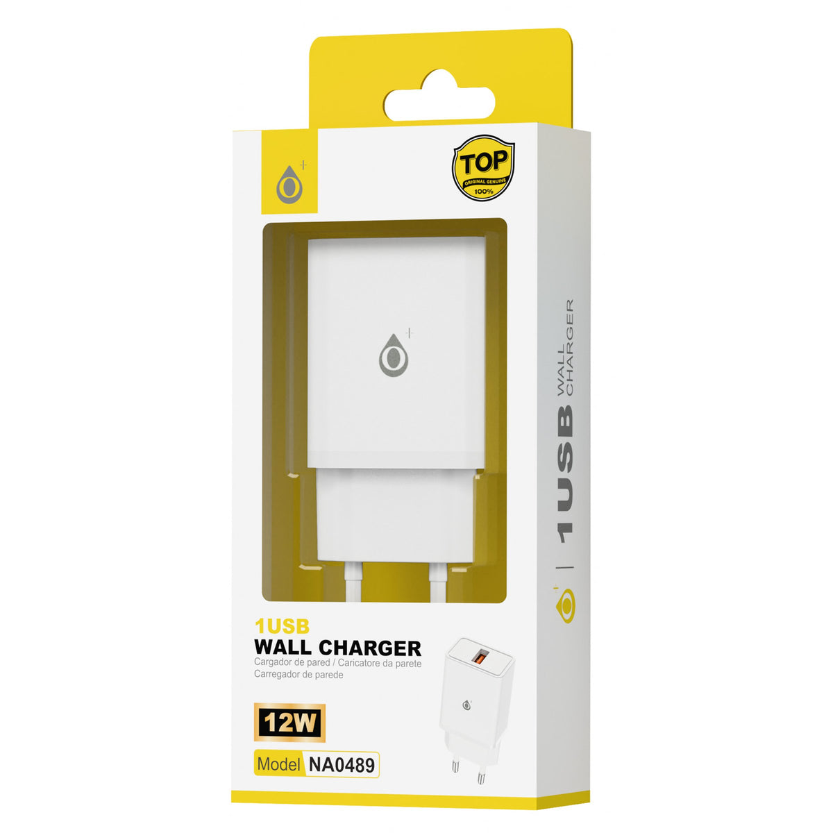 One Plus S.L. Caricabatterie da Parete Lua 12W 2.4A con Porta USB-A e Chip Smart Alimentatore per Smartphone Bianco - NA0489