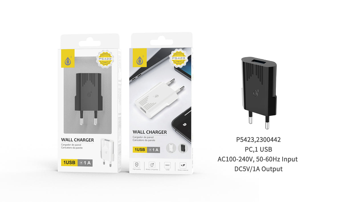 ONE PLUS CARICATORE DA MURO 1 USB NERO 1A