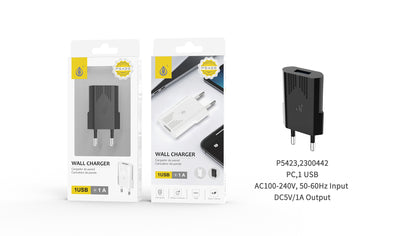ONE PLUS CARICATORE DA MURO 1 USB NERO 1A
