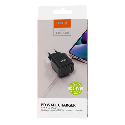 MOVTEK CARICATORE FAST CHARGING TYPE C DA MURO NERO 40W - TA0354
