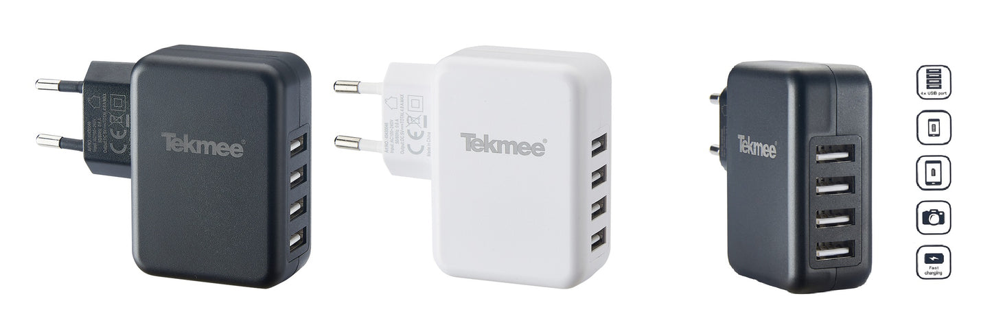 TEKMEE CARICATORE DA MURO 4 USB