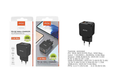 MOVTEK CARICATORE DA MURO FAST CHARGER 35W NERO - TA0338