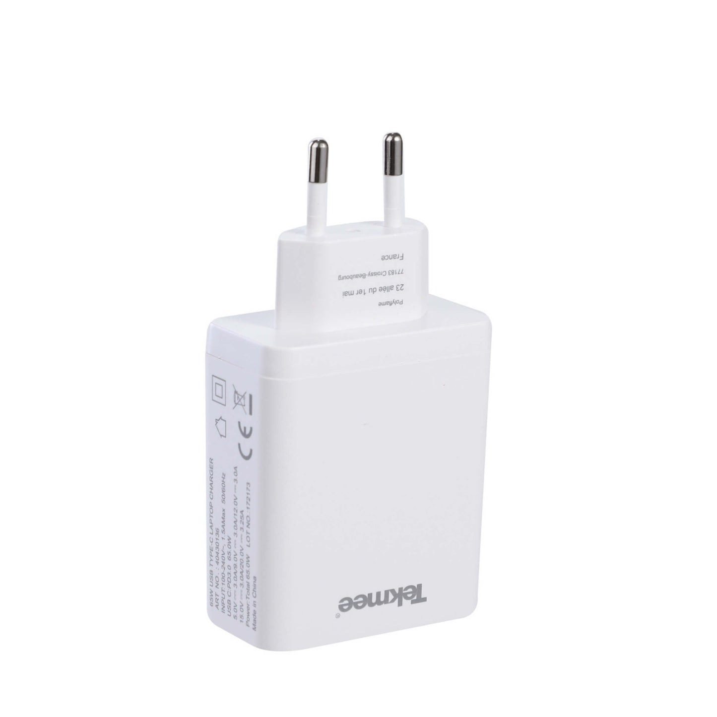 TEKMEE CARICATORE DA MURO FAST CHARGER 65W BIANCO - 40430136