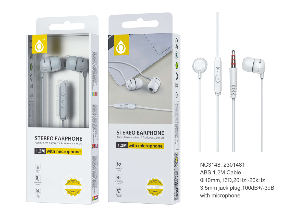 ONE PLUS AURICOLARI BIANCHI 1,2m CON MICROFONO - NC3148