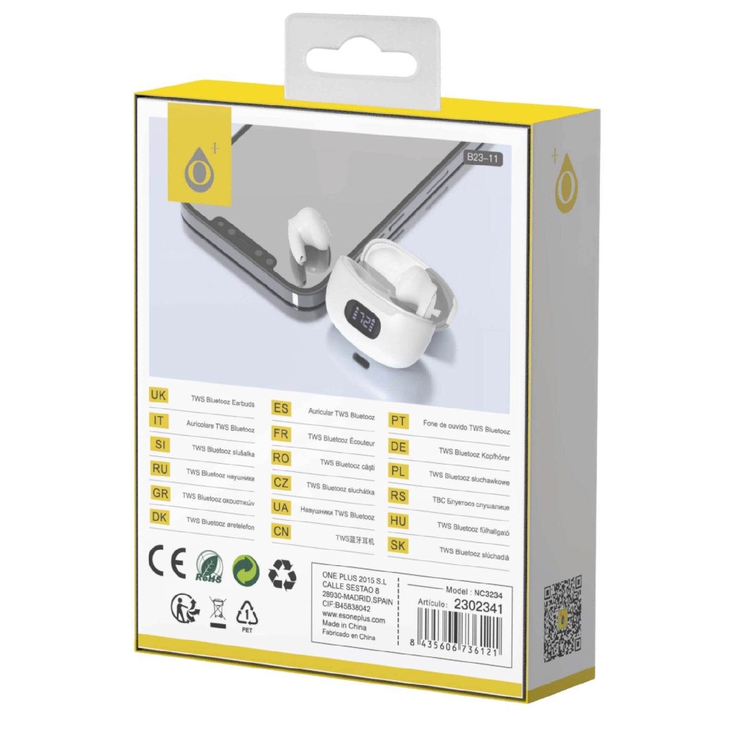 ONE PLUS AURICOLARI EARBUDS BIANCI TWS BLUETOOZ 5.3  - NC3234