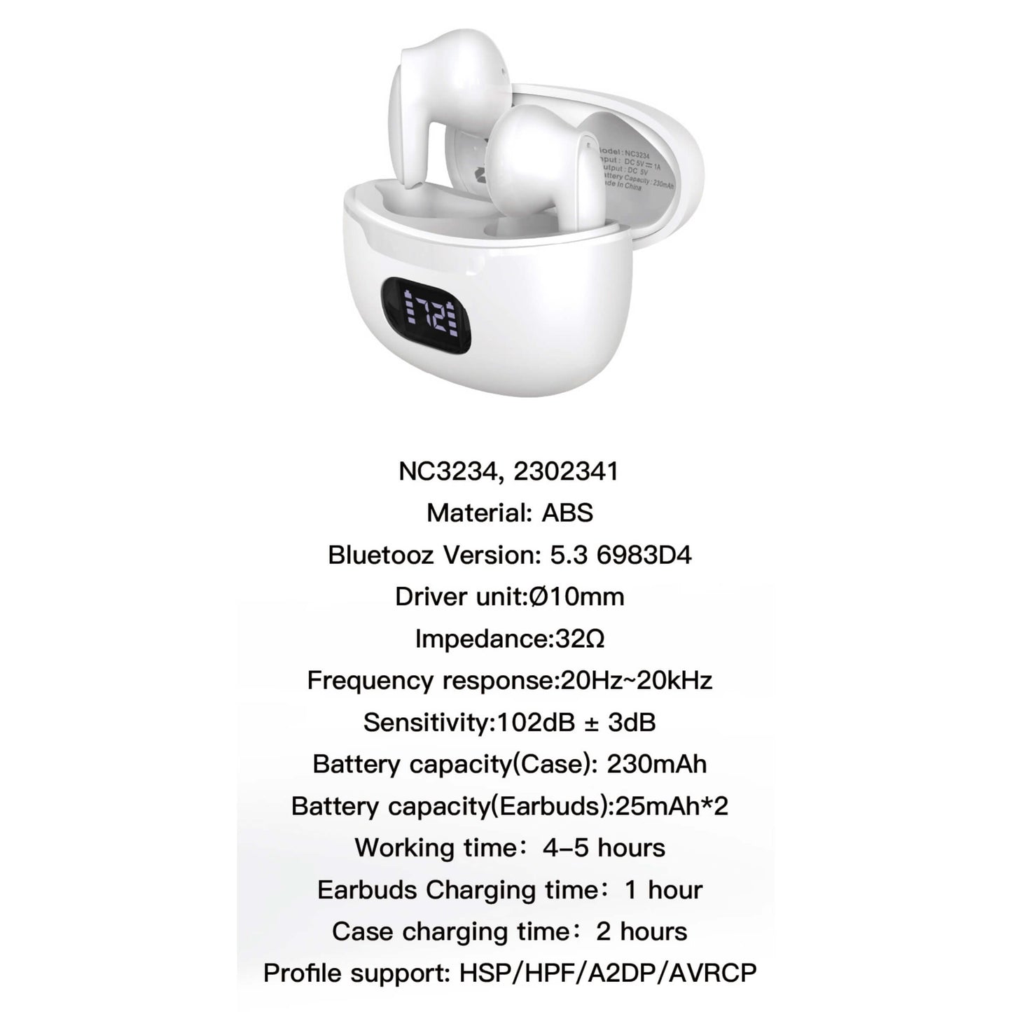 ONE PLUS AURICOLARI EARBUDS BIANCI TWS BLUETOOZ 5.3  - NC3234