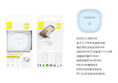 ONE PLUS AURICOLARI AZZURRI TWS 25mAh E CUSTODIA RICARICABILE DA 230mAh - NC3212 AZ