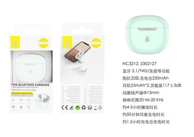 ONE PLUS AURICOLARI VERDI TWS 25mAh E CUSTODIA RICARICABILE DA 230mAh - NC3212 VE