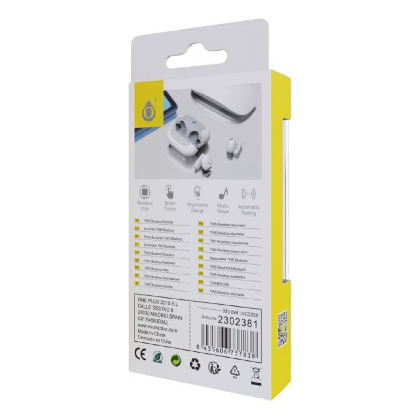 ONE PLUS AURICOLARI EARBUDS BIANCHI TWS BLUETOOZ 5.3  - NC3238