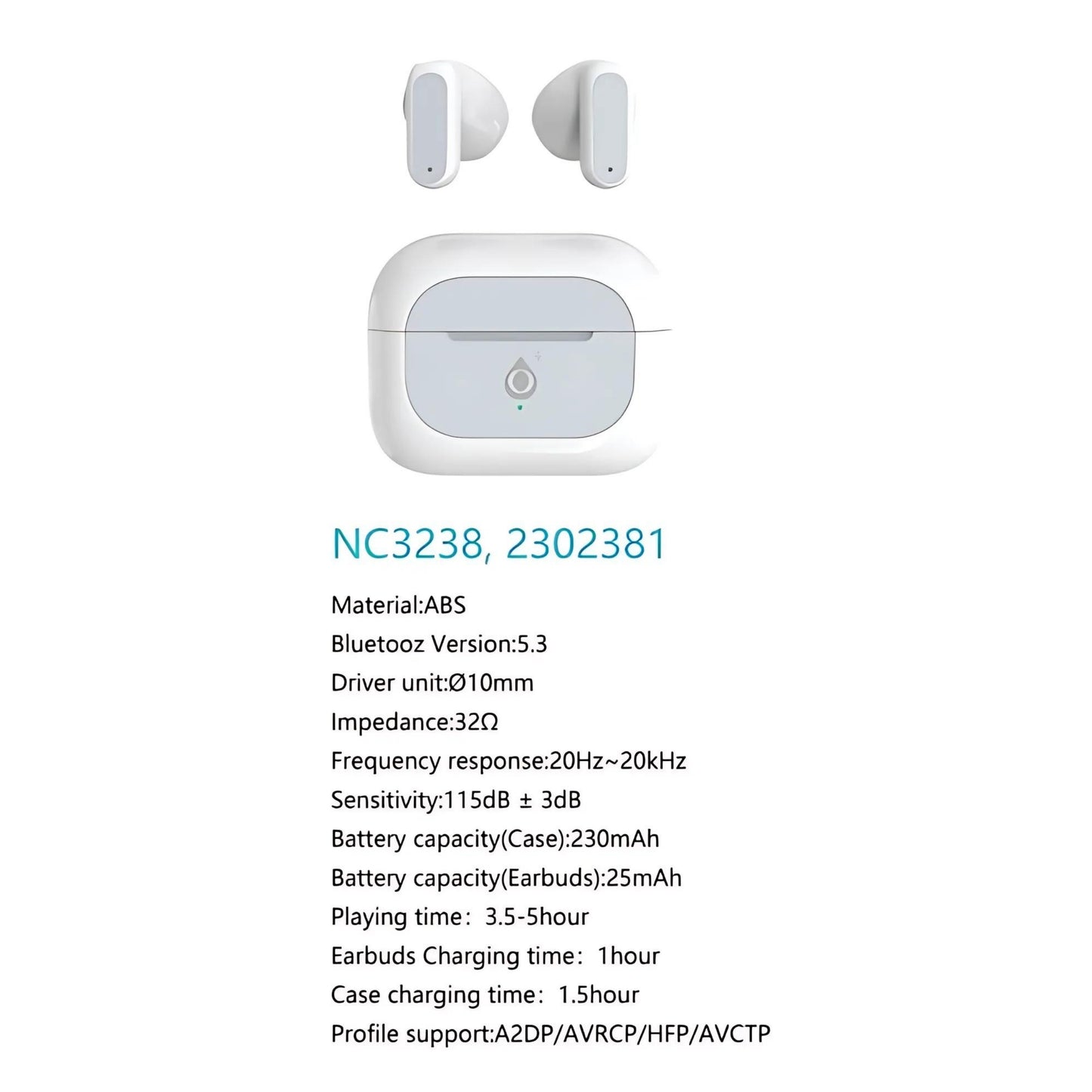 ONE PLUS AURICOLARI EARBUDS BIANCHI TWS BLUETOOZ 5.3  - NC3238
