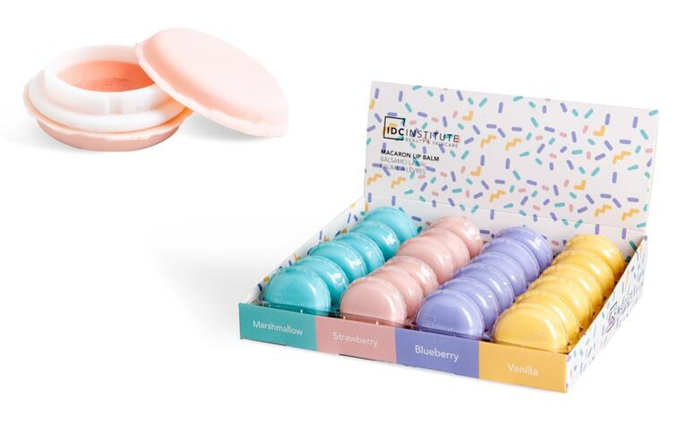 IDC Institute Candy Macaron Lip Balm forma macaron 4 fragranze vaniglia fragola